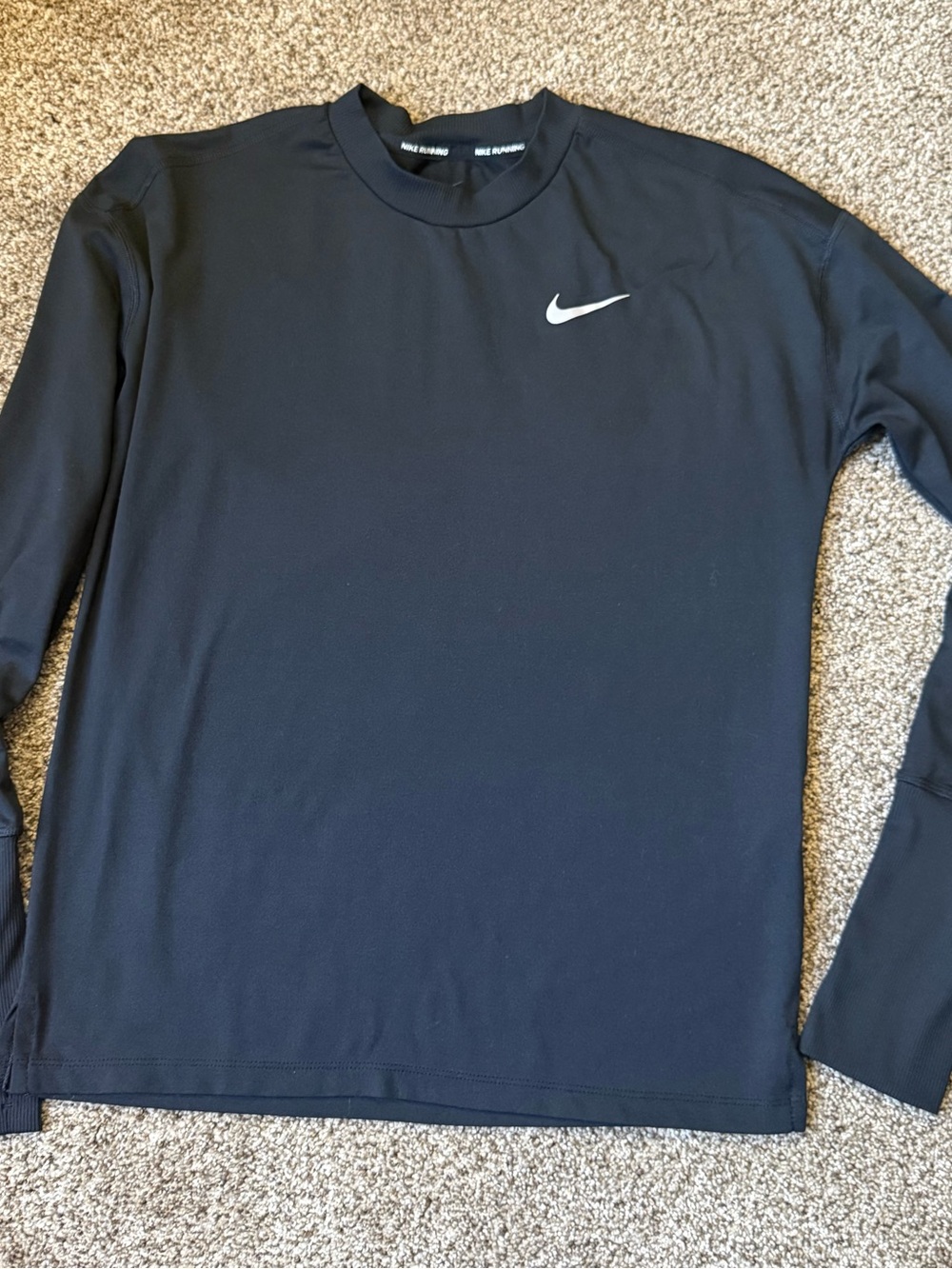 Nike Black Long-Sleeve Dri-FIT Crew with White Swoosh